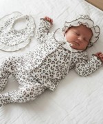 MK0021 100 PAMUK LEOPAR HASTANE ÇIKIŞ SETİ Kahverengi