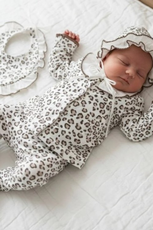 MK0021 100 PAMUK LEOPAR HASTANE ÇIKIŞ SETİ Kahverengi