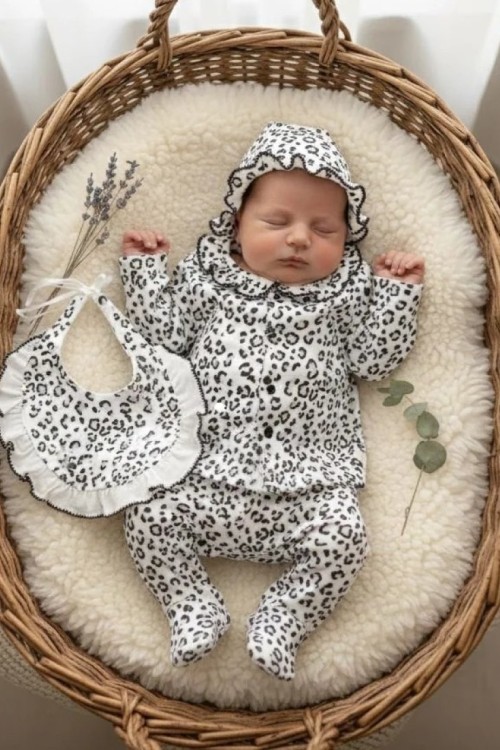 MK0021 100 PAMUK LEOPAR HASTANE ÇIKIŞ SETİ Lila