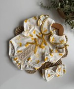 MK0023  100 Pamuk Kiraz Konsept Romper Sarı