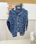 MK0024  100 Pamuklu Unisex Ayıcıklı Pijama Lacivert