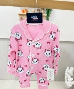 MK0026 KEDİLİ FİTİLLİ PİJAMA TAKIMI Pembe