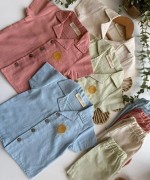 MK0033 KETEN GÜNEŞ NAKIŞLI TAKIM Bebe Mavisi