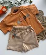 MK0037 100 Pamuk Happy Takım Turuncu