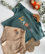 MK0037 100 Pamuk Happy Takım Haki
