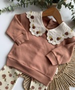 MK0047 Bebe Yaka Rose Takım Sütlü Kahve