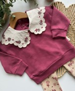 MK0047 Bebe Yaka Rose Takım Mürdüm
