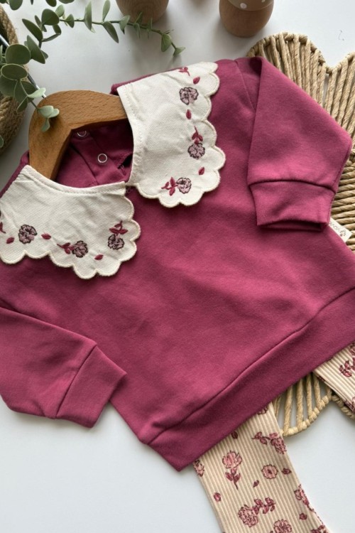 MK0047 Bebe Yaka Rose Takım Mürdüm