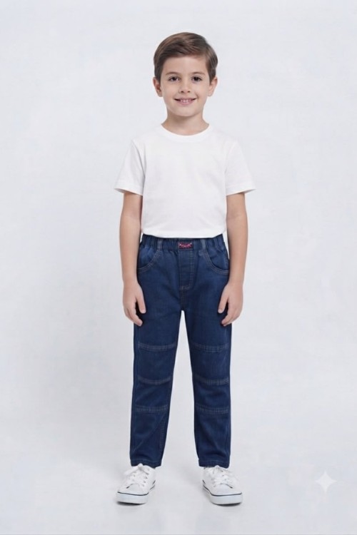 MK0054 Çift Çepli Beli Lastikli Pantalon Mavi