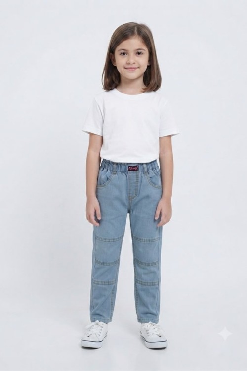 MK0054 Çift Çepli Beli Lastikli Pantalon Açık Mavi