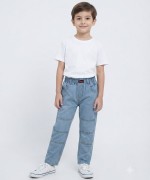 MK0054 Çift Çepli Beli Lastikli Pantalon Açık Mavi
