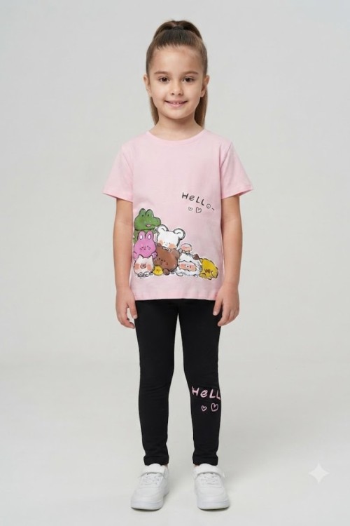 MK0071 Hayvanat Bahçesi İkili Takım Açık Pembe Açık Pembe