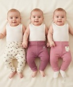 MK0078 Fitilli 3 lü Tayt Set Ekru Pembe