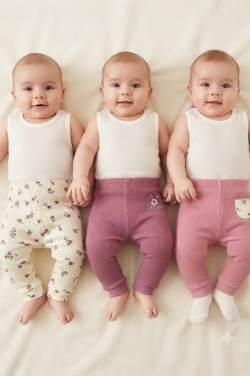 MK0078 Fitilli 3 lü Tayt Set Ekru Pembe