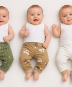 MK0079 Koala Baskılı 3 lü Tayt Set Haki Sütlü Kahve