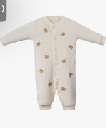 MK0090 Ayıcık Nakışlı Tulum Krem
