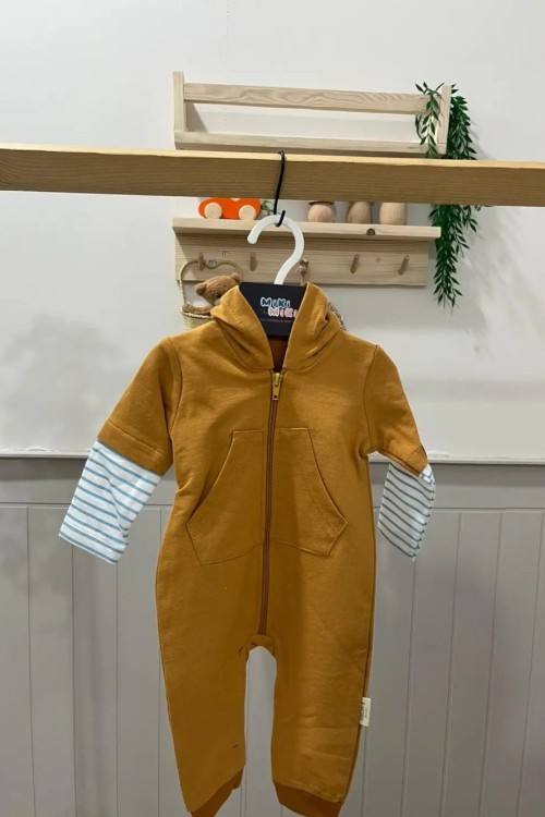MK0098 Kapüşonlu Fermuarlı Tulum Taba