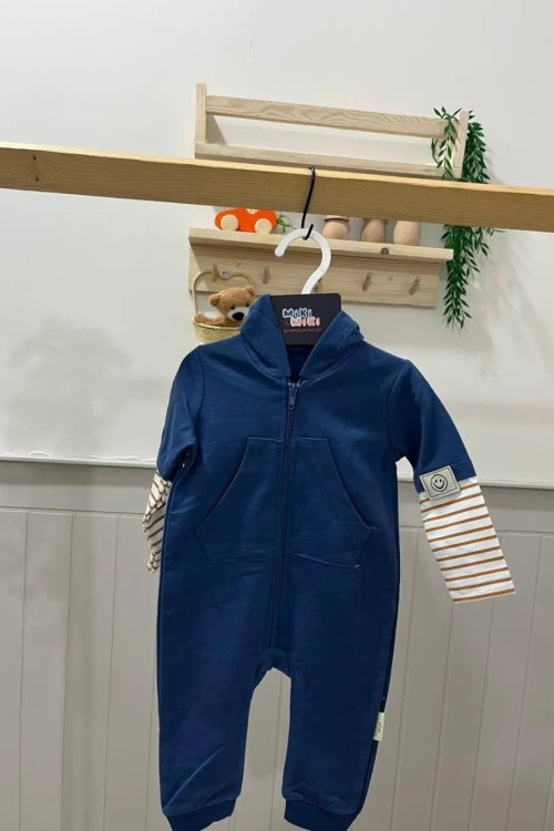 MK0098 Kapüşonlu Fermuarlı Tulum Lacivert
