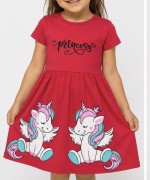 MK0109 %100 Pamuk Unıcorn Elbise Pembe