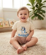 MK0118 %100 Pamuk Bebek Takım Bluey Krem