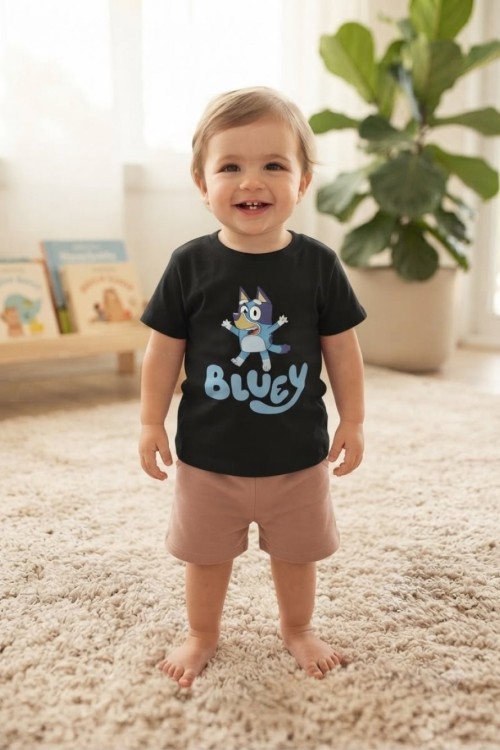 MK0118 %100 Pamuk Bebek Takım Bluey Siyah
