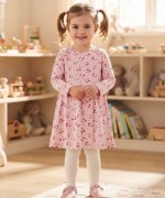 MK00123 Penye Uzun Kollu Elbise  Açık Pembe