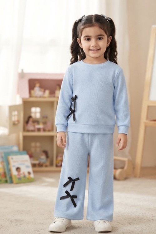 MK0127 Kurdele Fitilli Takım Bebe Mavisi