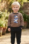 MK00141 2 İplik Mickey Çizgili Takım  Kahverengi