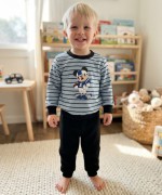 MK00141 2 İplik Mickey Çizgili Takım  Mavi