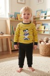 MK00141 2 İplik Mickey Çizgili Takım  Sarı
