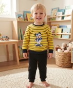 MK00141 2 İplik Mickey Çizgili Takım  Sarı