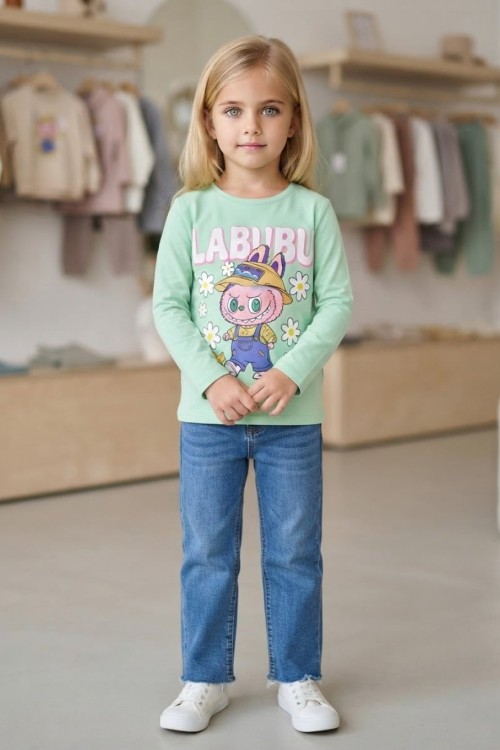 MK00144 Labubu papatya yeşil Mint Yeşili