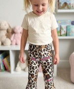 MK00145 Dalgıç Kumaş Fitilli Tayt kuromi leopar Pembe Leopar
