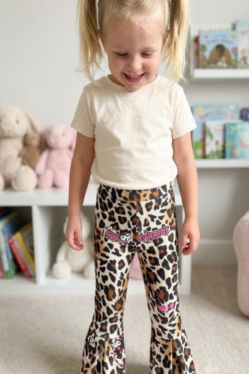 MK00145 Dalgıç Kumaş Fitilli Tayt kuromi leopar Pembe Leopar