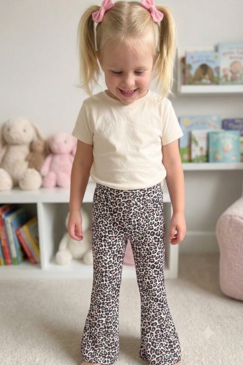 MK00145 Dalgıç Kumaş Fitilli Tayt  leopar Leopar