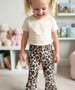 MK00145 Dalgıç Kumaş Fitilli Tayt leopar beyaz Leopar