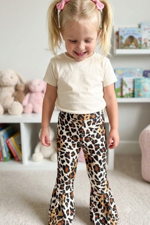 MK00145 Dalgıç Kumaş Fitilli Tayt leopar beyaz Leopar
