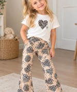 MK00145 Dalgıç Kumaş Fitilli Tayt leopar kahve Kahverengi