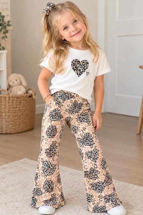 MK00145 Dalgıç Kumaş Fitilli Tayt leopar kahve Kahverengi