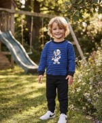 MK00141 2 İplik Mickey Çizgili Takım  Saks Mavisi