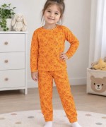 MK00146 Pamuklu Waffle Kumaş İkili Takım Turuncu