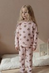 MK00146 Pamuklu Waffle Kumaş İkili Takım Pembe