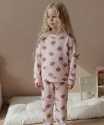 MK00146 Pamuklu Waffle Kumaş İkili Takım Pembe