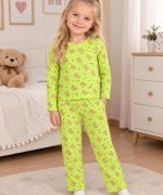 MK00146 Pamuklu Waffle Kumaş İkili Takım Yeşil
