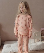 MK00146 Pamuklu Waffle Kumaş İkili Takım Kiraz Desenli