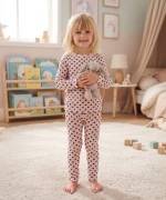 MK00146 Pamuklu Waffle Kumaş İkili Takım Koyu Pembe