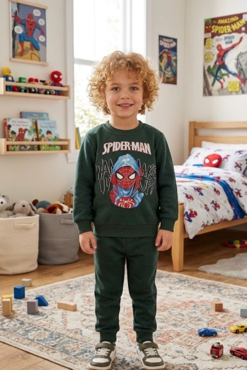 MK00149 Spıder Man İkili Takım Koyu Yeşil