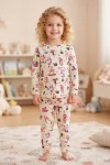 MK00150 Harfli Pijama Takımı Ekru Pembe