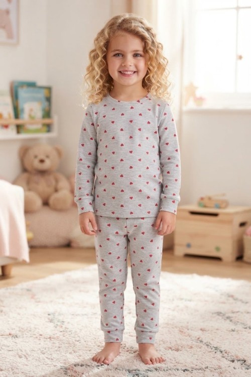 MK00150 Kalpli Pijama Takımı Gri
