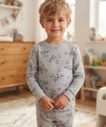 MK00150 Kedili Pijama Takımı Açık Gri